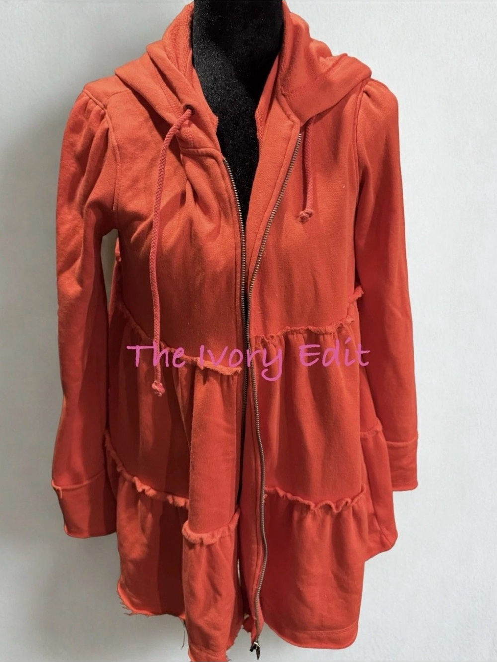 Free People red Tiered Zip Hoodie